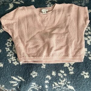 Pink Textured Knit Crop Top